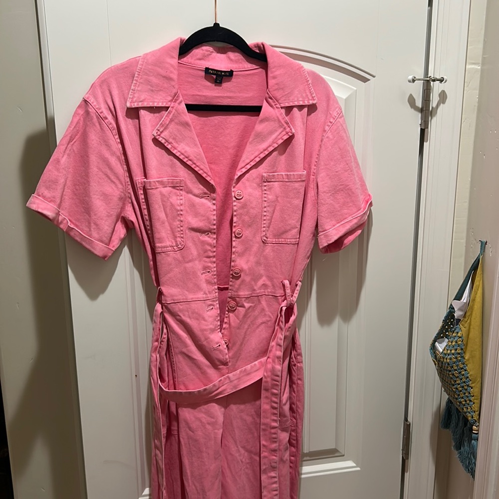 Skies are blue hot pink jumpsuit